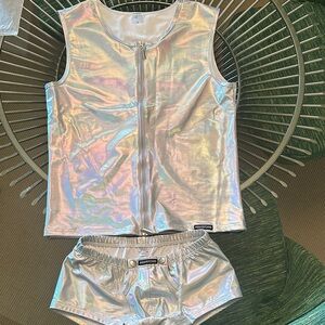 Manstore Silver Vest and Shorts Set